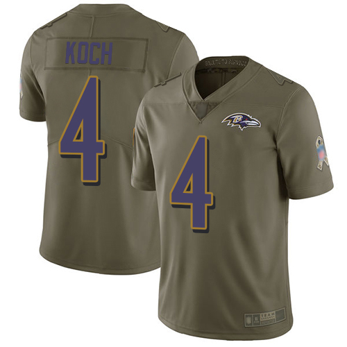 Baltimore Ravens Limited Olive Men Sam Koch Jersey NFL Football #4 2017 Salute to Service
